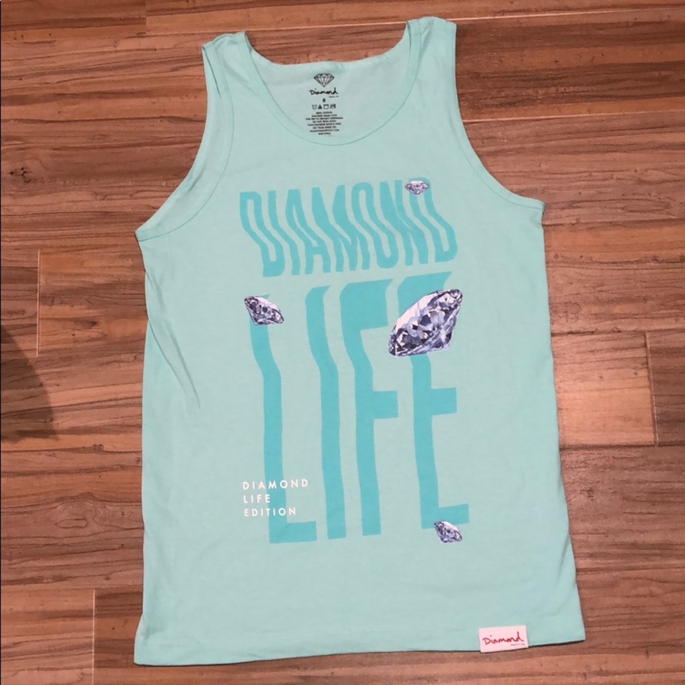 Diamond Supply co. Mens Turquoise Tank Top size S